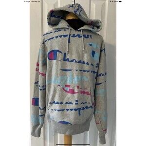 Champion Reverse Weave Medium All Over Print Hoodie Unisex Hooded Sweatshirt M